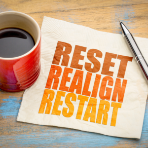 Graphic showing the words RESET REALIGN AND RESTART