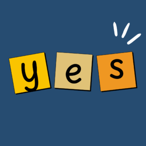 graphic with blocks spelling out the word YES