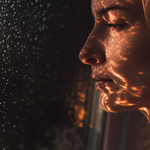 Side profile of lady looking out of the window